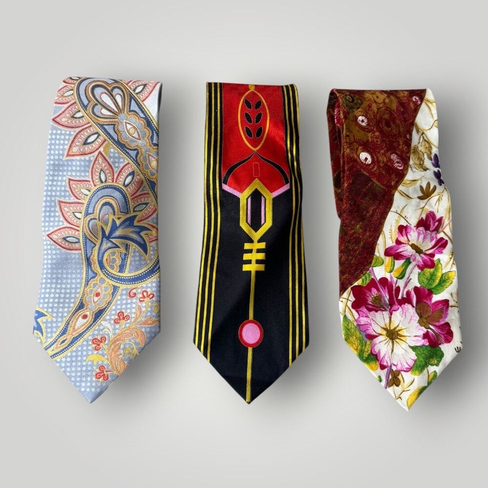 Pangborn Design Collection Neck Tie Lot of 3 Abstract Floral